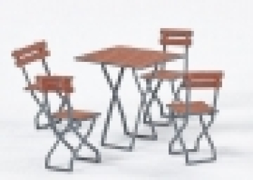 H0 Ausschmückung BS MS Gaststätten- klappstühle mit kleinem Tisch