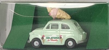 H0 I PKW Fiat 500 2A, Reklame für Eisdiele, Gelateria Claudio, grün, etc................................................................................................