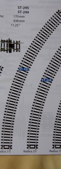 H0 Bahnausstattung Peco Code 100, Gleis gebogen, R 3, 505mm, 1/8, 45°