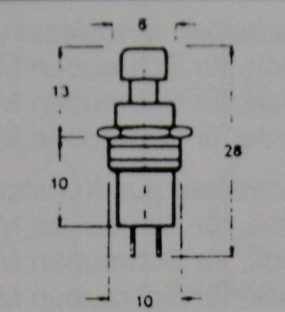 elektro Mini Drucktasterschalter  1pol. 250V, 0,5A,  gelb