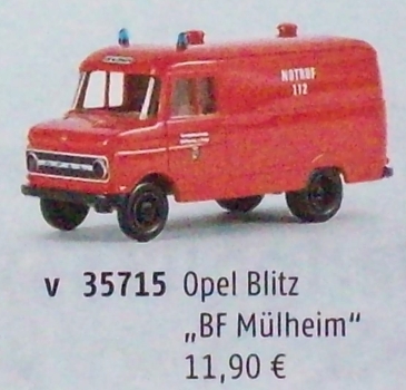 H0 D LKW Feuerwehr Opel Blitz 2A, BF Mülheim, etc.............................................................