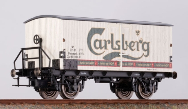 H0 DK DSB Bierwagen ZA 99539, 2A, Ep.III, Federpuffer, Bremserbühne, Echtholz, Zurüstteile, etc...... " Carlsberg "