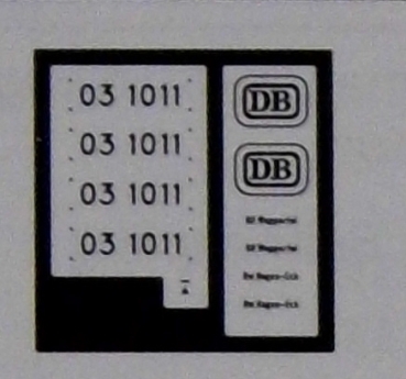 H0 D DRG DB DR BS Dampflokomotive BR 03 Ätzbeschriftung Neusilbe