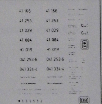 H0 Ausstattung BS D DB DR Beschriftungssatz BR 41
