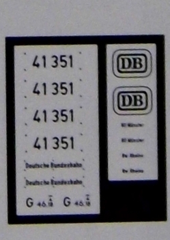 H0 Ausstattung BS NS D DB Dampflokomotive BR 41 351 Ätzbeschrift