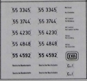 H0 Ausstattung BS D DB Beschriftungssatz BR 55