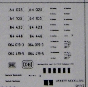 H0 Ausstattung BS D Beschriftungssatz BR 64