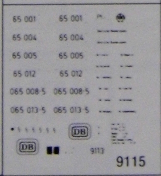 H0 Ausstattung BS D DB DR Beschriftungssatz BR 65