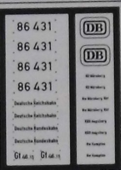 H0 D DB DR BS Dampflokomotive BR 86 Ätzbeschriftung