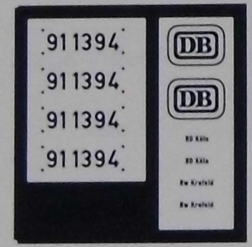 H0 D DB BS Dampflokomotive BR 91 Ätzbeschriftung
