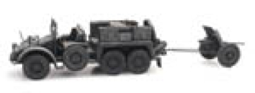 H0 mili DR WM LKW Krupp Protze offen + PAK 3,7mm, grau, etc.........................