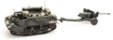 H0 mili USA US Kettenfahrzeug mit Kanone Universal Carrier + 6 Pnd AT grün, etc..................