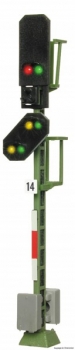 H0 Signale Licht Blocksignal mit Vorsignal, LED 6x, Hp0, Hp1, Vr0, Vr1, Vr2, H07,9cm, etc.............................................