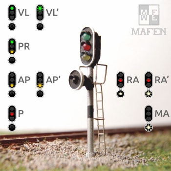 N E Bahnausstattung RENFE Hauptlichtsignal  LED 4, grün, rot, gelb, weiss, etc..........................................