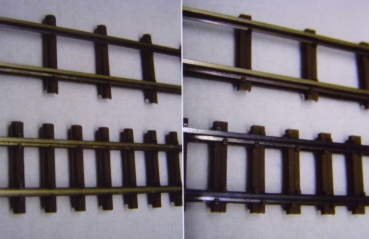 H0e D BS Gleis Fertiggleis Trapez- Stahlschwellengleis,  Feldbahn,  schwarzvernickelt, ca. 2x 50cm, Auslaufartikel