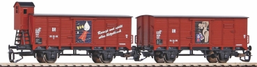 TT D DR Güterwagen-Set 2x, ged., GO2, braun, 2A, Ep.III, " Fit ". etc...............................................................................