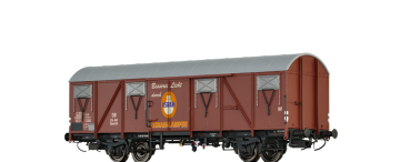 H0 D DB Güterwagen ged. GLMHS 50, 204 661, 2A, Ep.III, L=143,7mm, braun, " OSRAM "