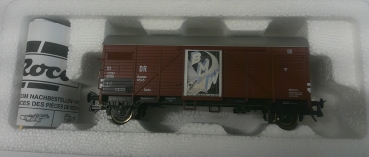 H0 Roco D DR Güterwagen ged., Tonnendach, braun, G10 Motorradwelt, 2A, Ep.III, etc...........................................