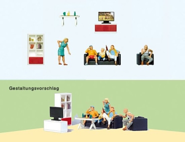 H0 Figur Familie beim Fernsehen