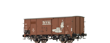 H0 D DB Güterwagen ged. G10, 123 660, 2A, Ep.III, L=107,2mm, braun " TEFAL "