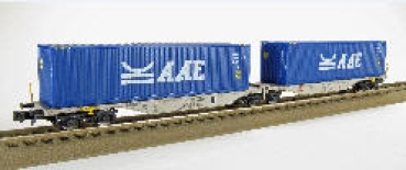N Containertragwagen Cargo AAE hell grau bel. 2x
