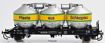 TT D DR Güterwagen Silowagen Uc- Y,  Chemiefaserkombinat Schwarza, Transport von Kunststoffgranulate, mit Bremserbühne, 2A, Ep.4, Silos  alufarben, etc.........