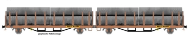 TT D DR Güterwagen Fährbootwagen Laas- Einheit Doppeleinheit Railship, einfarbig, beladen mit großen Stahlrohren, 2A,, etc..................
