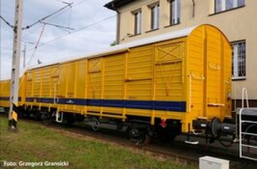 H0 PL PKP Schienenreinigungswagen, gelb, 2A, Ep.VI, L=160mm, R=358mm, etc...........................................................