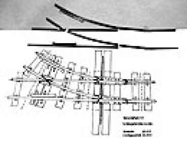 IIF 600 26,7mm Schleppweiche rechts auf Holzplatte montiert einb