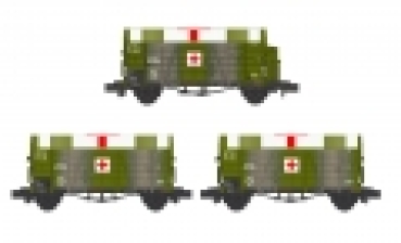 N D DRG Güterwagen Oppeln Set 3x, 2A, Ep.II,  " Rotes Kreuz "