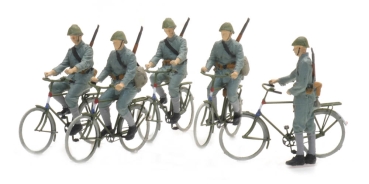 H0 mili NL Soldaten Fahrrad fahrende, 1940, etc............................