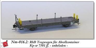 nm Ch RhB Tragwagen 7501 unbeladen, Schiene für Abrollcontainer