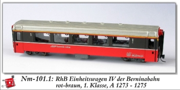 nm Ch RhB  Personenwagen B 2491 Kl.2 4A Ep. Bernina rot braun