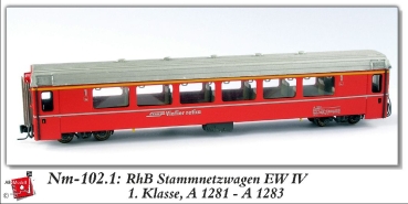 nm Ch RhB Personenwagen 1283 Kl.1 4A Ep.  rot