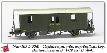 nm Ch RhB Gepäckwagen D 4028 2a Ep.    grün urspr. RhB Beschrift