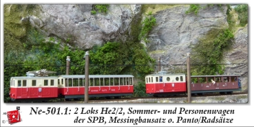 ne BS Fahrzeugset 2 Lok  He2/ 2 2x Personenwagen o.Panto Radsätz