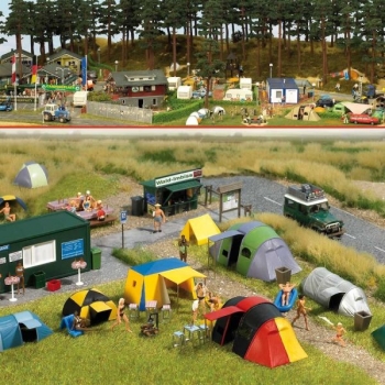 H0 Geländegestaltung Camping- Platz, Zelte 15, Tische, Stühle, Lagerfeuer, Kiosk, Sitzgarnitur, etc...................................................................