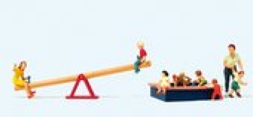 H0 Figur Spielende Kinder, Wippe Sandkasten