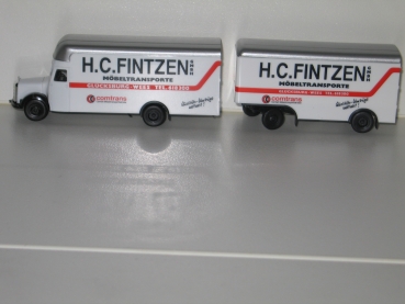 H0 LKW MB Möbelkofferhängerzug mit hänger, " Fintzer ", etc...........................................................................................