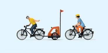 H0 Figur Familie mit Fahrrad