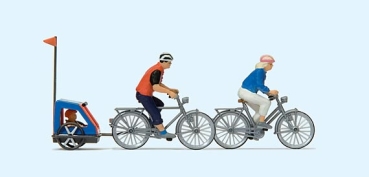 H0 Figur Familie mit Fahrrad