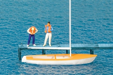H0 Figur Segler Weste anl.mit Boot