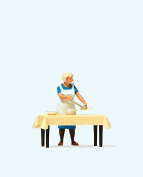 H0 Figur Hausfrau am Tisch, Essen schöpfend etc..........................................................................................................................................