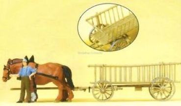 H0 Ausschmückung Leiterwagen Bauer Pferde etc..............................................................................................................................................................................