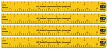 H0 Hilfsmittel Umrechnungslineal Set 4x imperiale Maßeinheiten