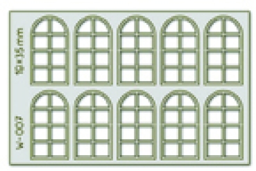 H0 Selbstbauteile Lasercut Bogenfenster 19x 35mm Scheiben 8 10x