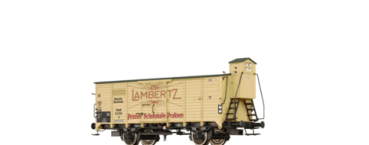 N D DR Güterwagen ged., G, 53 250, mit Bremserhaus, 2A,  Ep.II, " Lambertz  "