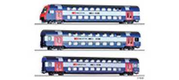 H0 CH SBB Doppelstockwagen-Set 3x 4A 1./2.Kl. 2.Kl. Steuerwagen, etc..................................................