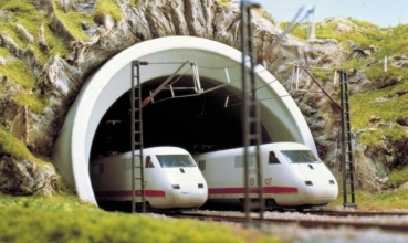 H0 Geländegestaltung Tunnelportal ICE / TGV 2gl., Oberleitung geeignet, zweigleisig, Straßentunnel neu, etc.......................................................