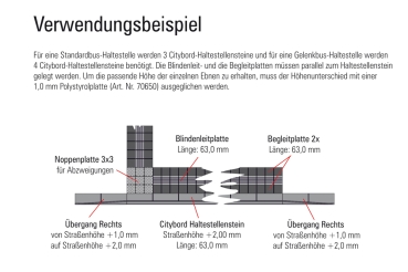 H0 Eu Citybord- Haltestelle mit Blindleitstreifen nach DIN 18040 250mm